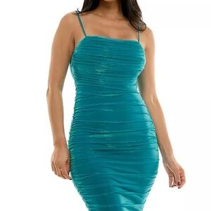 City Studios Drape Bodycon Mesh Foil Dress